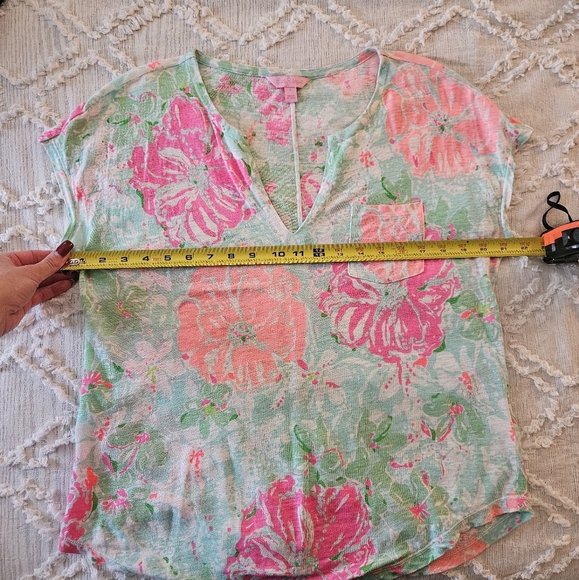 Lilly Pulitzer 100% LinenDuval Top in Beach Walk Poolside Blue Size Small - Picture 5 of 7